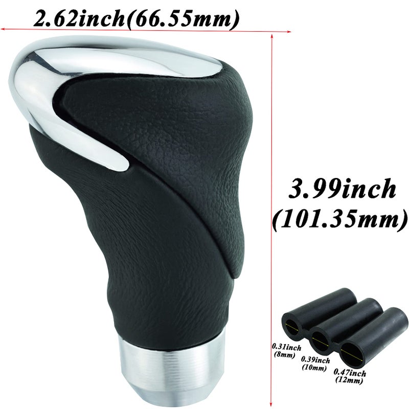 Abfer Car Gear Shift Knob Leather Stick Shifter Knobs Head Replacement Fit for Most Manual Vehicles, Black - Image 2